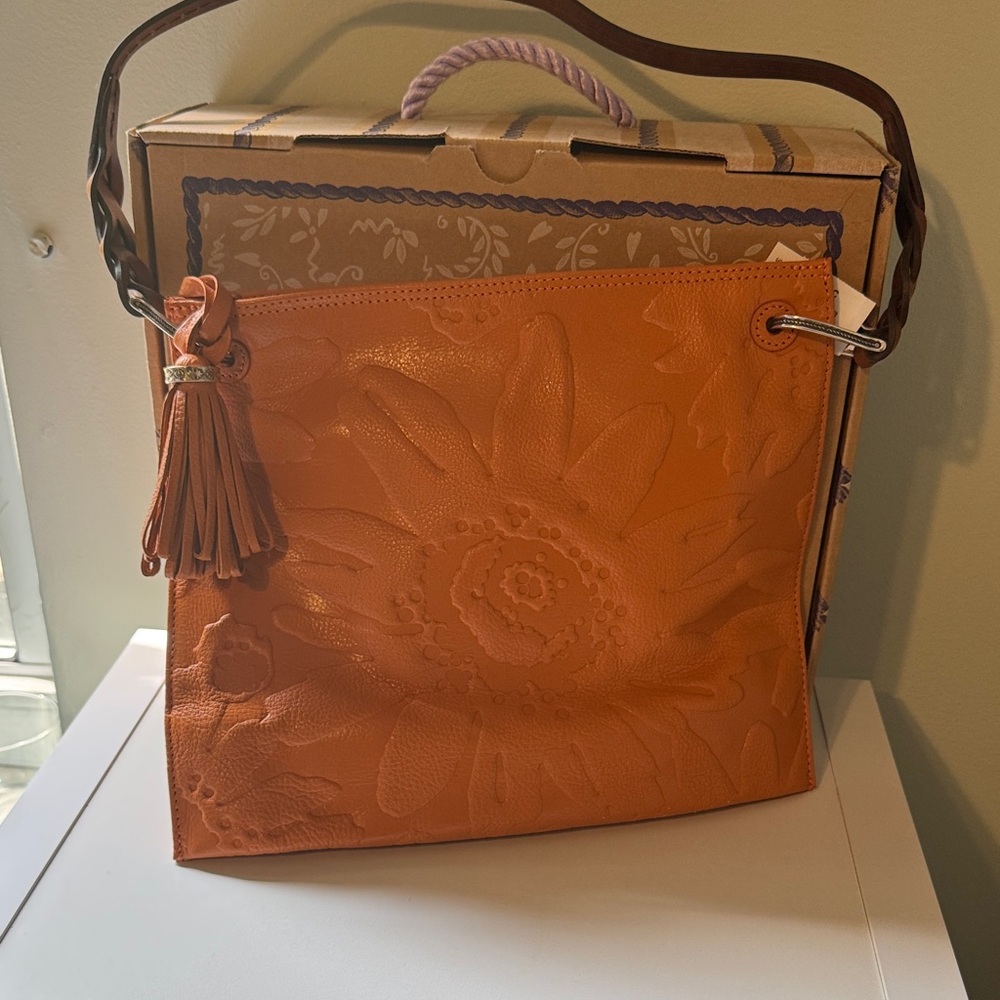 Brighton Orange Floral Leather Shoulder Bag